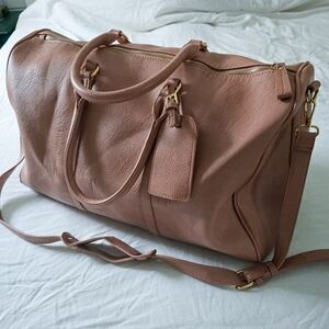 Sole/Society Blush Tan Faux Leather Weekender Travel Bag with Shoulder Strap